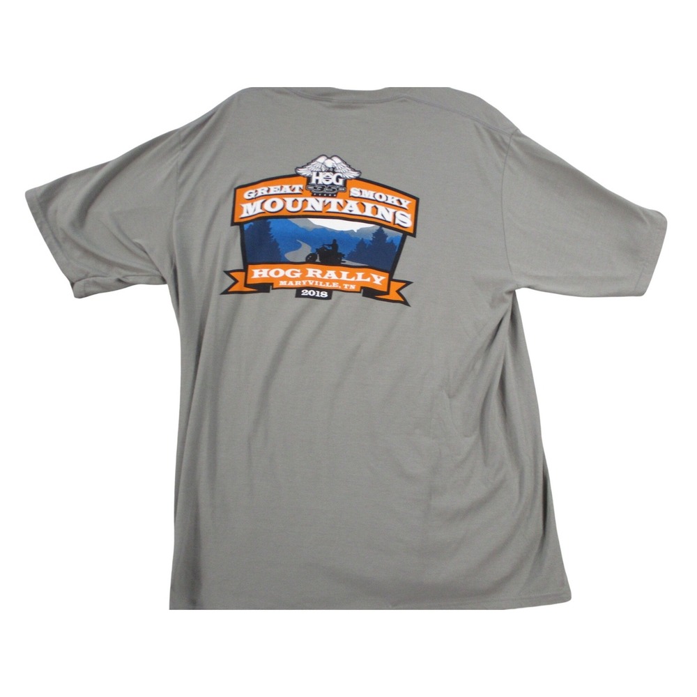 Port & Company Mens‎ 2XL Gray Great Smoky Mountains HOG Rally 2018 T-Shirt 5858
